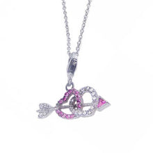 Load image into Gallery viewer, Sterling Silver Necklace with Trendy Two Hearts and Arrow Inlaid with Clear and Pink Czs Pendant