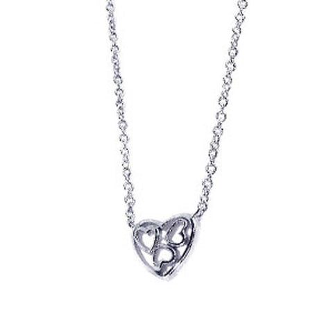 Sterling Silver Necklace with Multi Small Heart Design Pendant