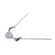 Load image into Gallery viewer, Sterling Silver Necklace with Classy Angel Wing Heart Inlaid with Micro Paved Czs Pendant