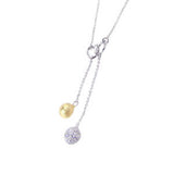 Sterling Silver Necklace with Dangling Gold Plated Stardust and Clear Cz Ball Pendant