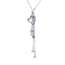 Load image into Gallery viewer, Sterling Silver Necklace with Fancy Heart and Dangling Multi Ball Pendant