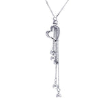 Sterling Silver Necklace with Fancy Heart and Dangling Multi Ball Pendant