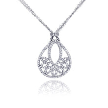 Load image into Gallery viewer, Sterling Silver Necklace with Antique Style Paved Czs Drop Pendant