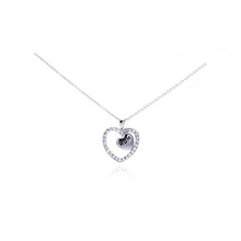 Load image into Gallery viewer, Sterling Silver Necklace with Paved Heart and Small Heart Mom Pendant