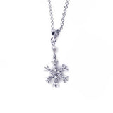 Sterling Silver Necklace with Modish Snowflake Inlaid with Clear Czs Pendant