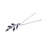 Sterling Silver Necklace with Fancy Leaf Branch Pendant with Words (LoveAnd HopeAnd ForeverAnd Peace & Faith) Engraved