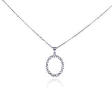 Load image into Gallery viewer, Sterling Silver Necklace with Trendy Open Circle Set with Clear Czs and  Multi Star Design Pendant