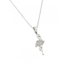 Load image into Gallery viewer, Sterling Silver Necklace with Fancy Flamingo Inlaid with Clear Czs Pendant