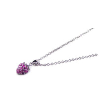 Load image into Gallery viewer, Sterling Silver Necklace Fancy Paved Pink Czs Strawberry Pendant