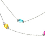 Sterling Silver Fancy Necklace with Multi-Colored Stone Connectors