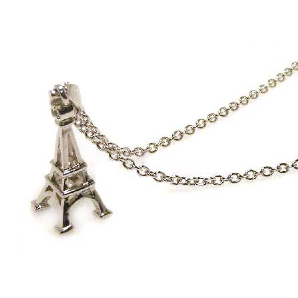 Sterling Silver Necklace with Modish Eiffel Tower Pendant