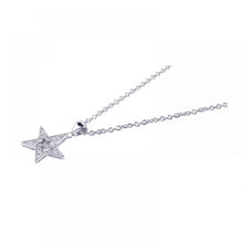 Load image into Gallery viewer, Sterling Silver Necklace with Trendy Star Inlaid with Clear Czs Pendant