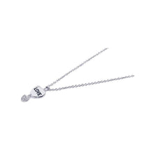 Load image into Gallery viewer, Sterling Silver Necklace with Heart Love and Dangling Small Paved Heart Pendant