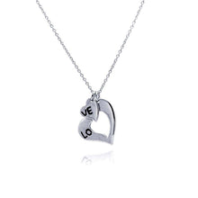 Load image into Gallery viewer, Sterling Silver Necklace with Fancy Two Hearts with Word  LOVE  Design Pendant