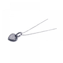 Load image into Gallery viewer, Sterling Silver Necklace with Braided Border Paved Heart Pendant