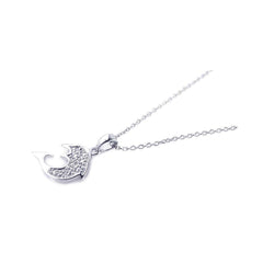 Sterling Silver Necklace with Trendy Dolphin Inlaid with Clear Czs Pendant