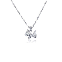 Sterling Silver Necklace with Fancy Paved Small Dog Pendant