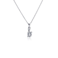 Load image into Gallery viewer, Sterling Silver Necklace with Paved Sitting Cat Pendant