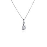 Sterling Silver Necklace with Paved Sitting Cat Pendant