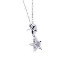 Load image into Gallery viewer, Sterling Silver Necklace with Fancy Double Star Link Inlaid with Clear Czs Pendant