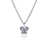 Sterling Silver Necklace with Modish Paved Butterfly Pendant