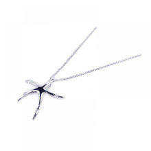 Load image into Gallery viewer, Sterling Silver Necklace with Fancy Stafish Inlaid with Clear Czs Pendant