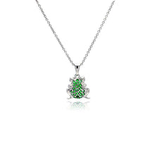 Load image into Gallery viewer, Sterling Siver Necklace with Fancy Frog Inlaid with Green Czs Pendant Comes with Adjustable Chain