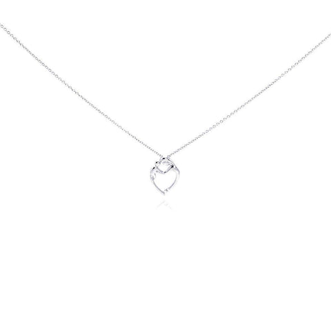 Sterling Silver Necklace with Fancy Mom and Son Heart Shaped Pendant