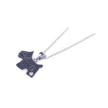 Load image into Gallery viewer, Sterling Silver Necklace with Black Dog Pendant Engraved with  LOVE  and Single Clear Cz Inlaid