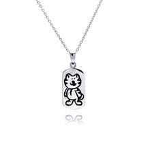 Load image into Gallery viewer, Sterling Silver Necklace with Kitty Dog Tag Pendant Comes with Adjustable Chain