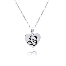 Load image into Gallery viewer, Sterling Silver Necklace with Kitty Heart Tag Pendant Comes with Adjustable Chain