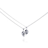 Sterling Silver Rhodium Plated Half Heart Piece Pendant Necklace