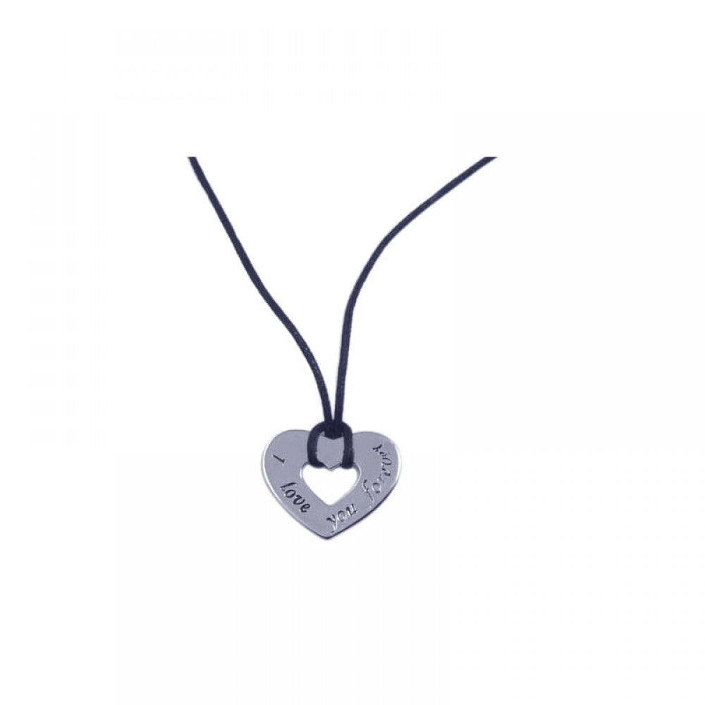 Sterling Silver Rhodium Plated Heart Medallion Pendant Necklace