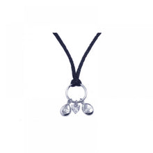 Load image into Gallery viewer, Sterling Silver Black Cord Necklace with Oval and Heart Charms Pendant