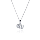 Sterling Silver Rhodium Plated Clear CZ Allah Pendant Necklace���������