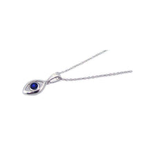 Load image into Gallery viewer, Sterling Silver Rhodium Plated Blue Stone Evil Eye Pendant Necklace