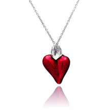 Load image into Gallery viewer, Sterling Silver Rhodium Plated Red Enamel Heart Necklace