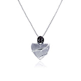 Sterling Silver Necklace with Stylish Matte Finish Heart with Thorn Design Pendant