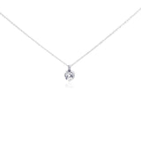 Sterling Silver Necklace with Simple Round Cz Pendant