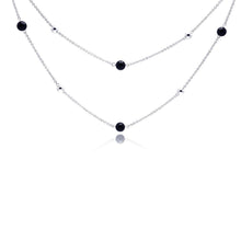 Load image into Gallery viewer, Sterling Silver Double Strand Necklace with Black and Silver Balls Connector