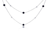 Sterling Silver Double Strand Necklace with Black and Silver Balls Connector