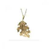 Sterling Silver Gold Plated Necklace with Matte Finish Fancy Leaf Pendant