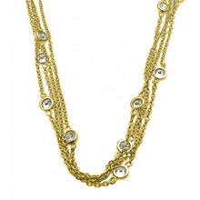 Load image into Gallery viewer, Sterling Silver Gold Plated Classy Multi Strand Necklace with Multi Clear Cz ConnectorAnd Chain Length of 18