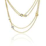 Sterling Silver Gold Plated Fashion Necklace with Multi Clear Cz ConnectorAnd Chain Length of 60