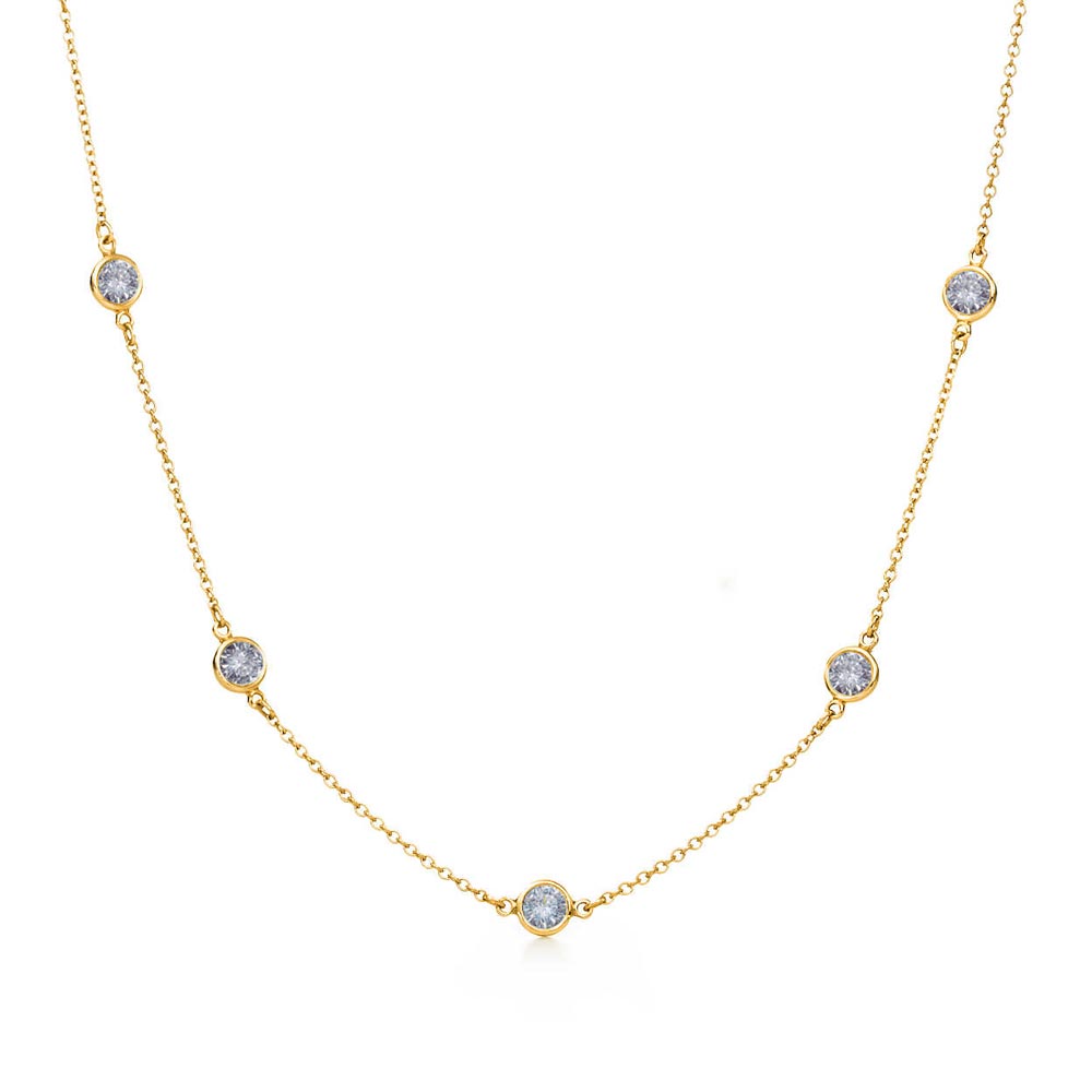 Sterling Silver Gold Plated Chain Necklace with CZ