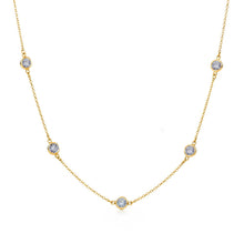 Load image into Gallery viewer, Sterling Silver Gold Plated Chain Necklace with CZ