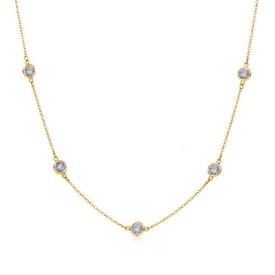 Sterling Silver Gold Plated Chain Necklace with CZ