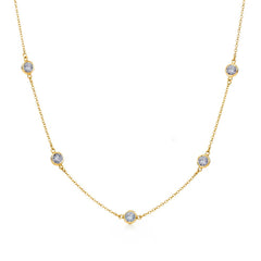 Sterling Silver Gold Plated Chain Necklace with CZ