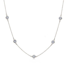Sterling Silver Rhodium Plated CZ By Yard Chain Necklace