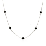 Sterling Silver Rhodium Plated Black CZ By The Yard Necklace